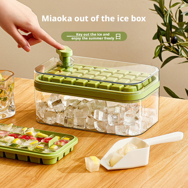 One-Click Ice Removal Ice Cube Container